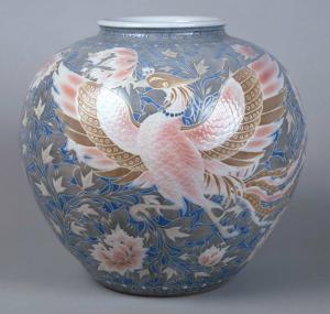 3位彩磁瑞花祥鳳文花瓶