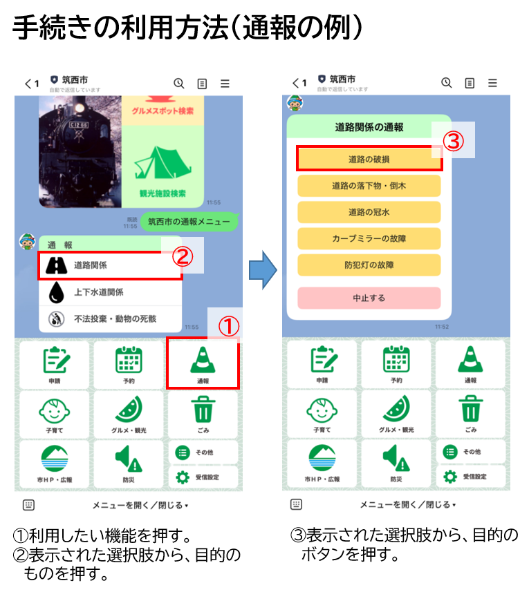 LINE窓口利用方法（通報手順(1)）