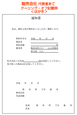 クーリング・オフの書き方