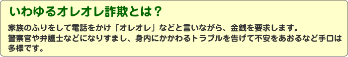 いわゆるオレオレ詐欺とは？